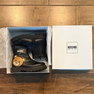 Moschino Black Boots with Bear Motif